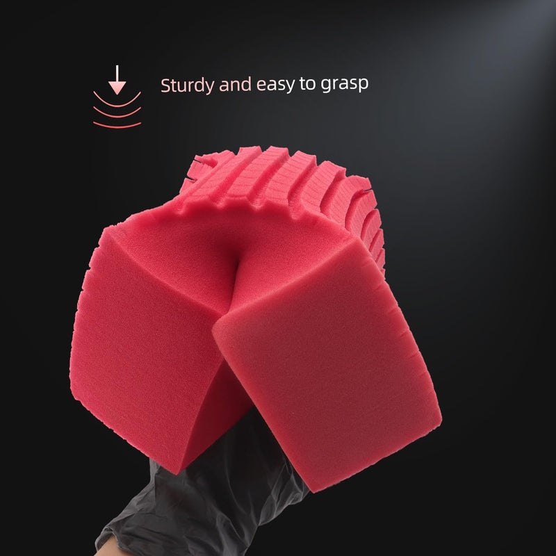 SPTA Car Wash Sponge, SPTA 3 Pack Big Red Sponge, Scratch-Free Car Cleaning Sponge, Durable Cross Cut Grid Sponge for Auto Multi Use Cleaning Washing Surfaces - Image 3